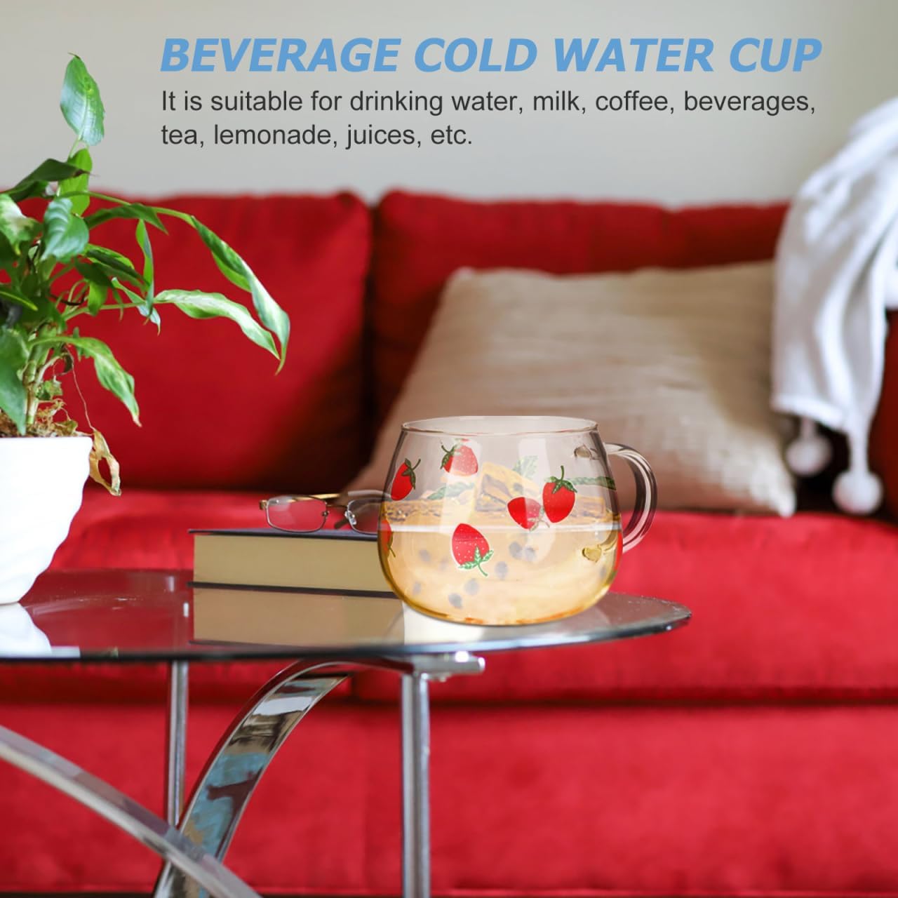 Cute 2pcs 400ML Heat-Resistant Glass Strawberry Cups