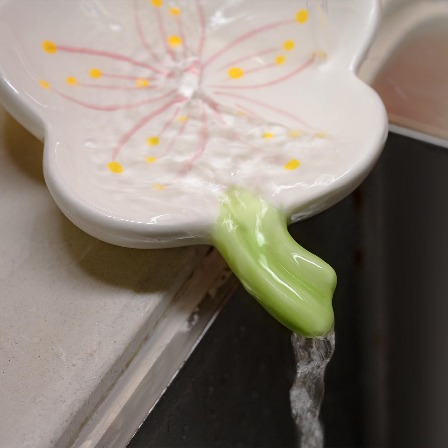 Ceramic Flower Soap Dish Holder for Bathroom