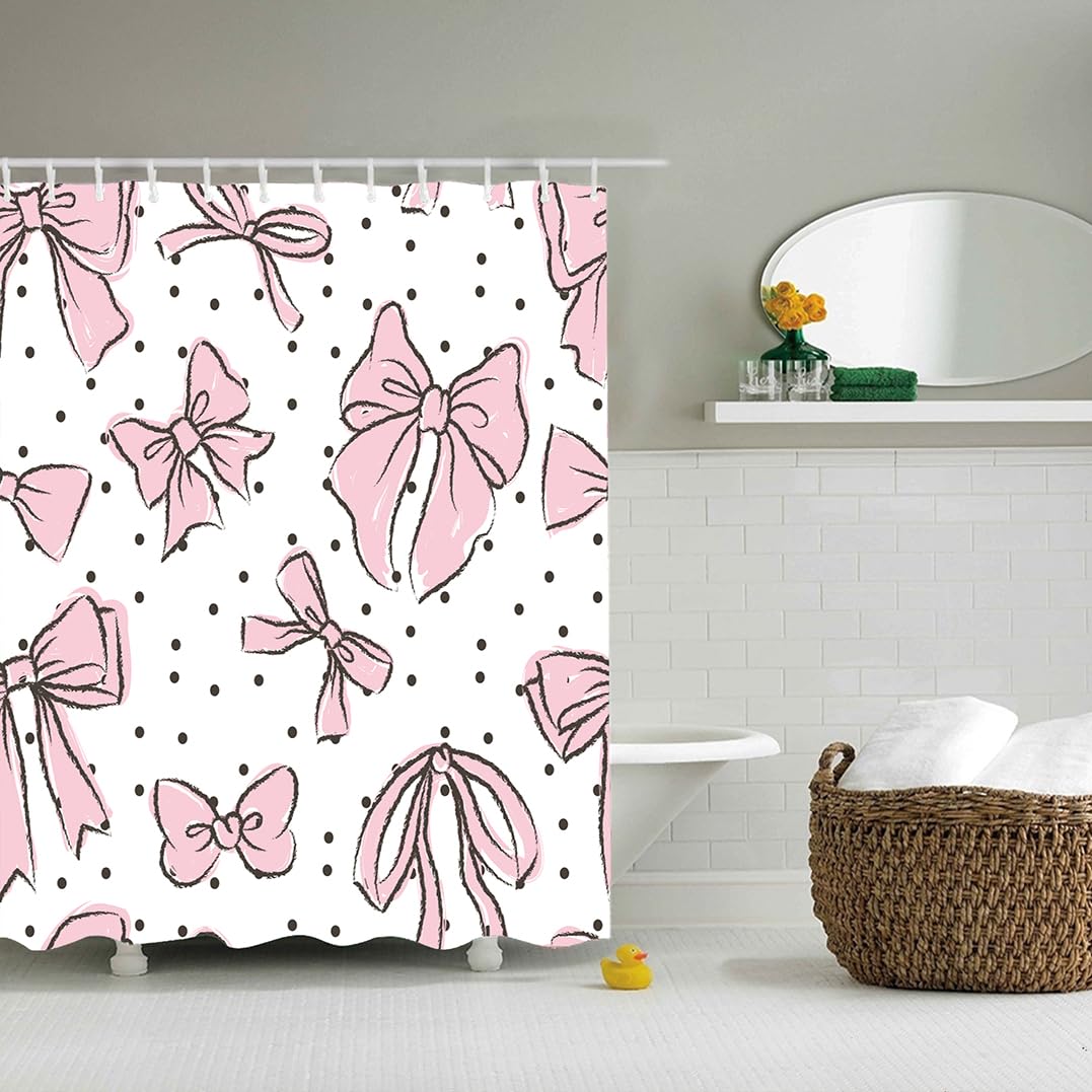 Shower Curtain Bathroom Decor with 12 Plastic Hooks 72 x 72 Inch