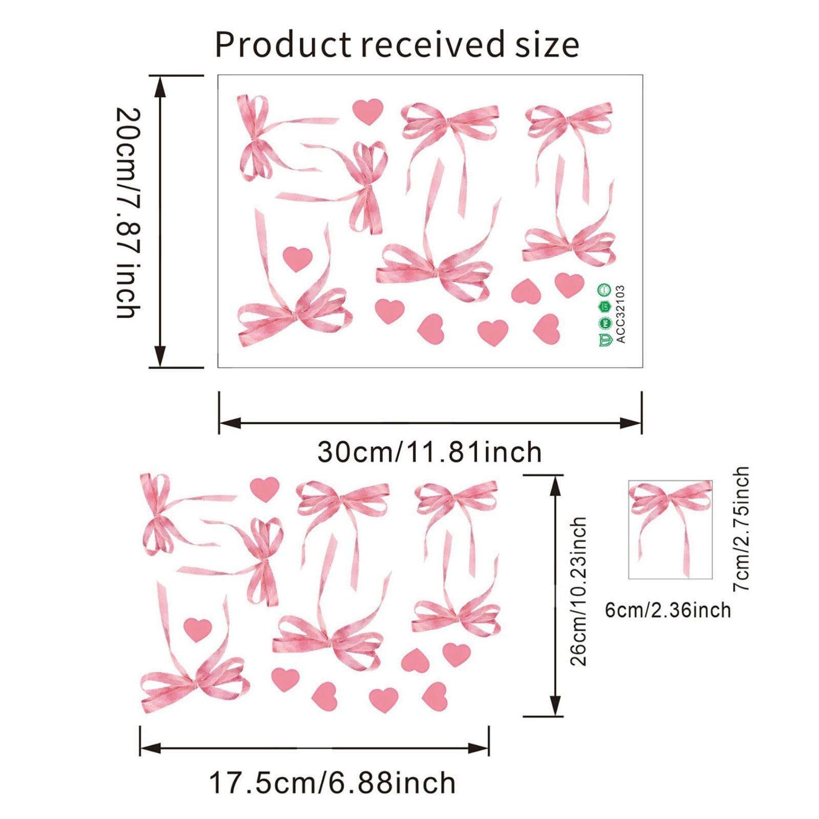 Stickers Peel and Stick Coquette Pink Decals 12 Sheets