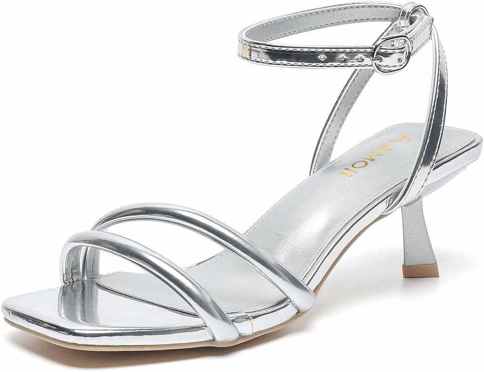 Women 2.5 Inch Kitten Heels Two Strap Shoes