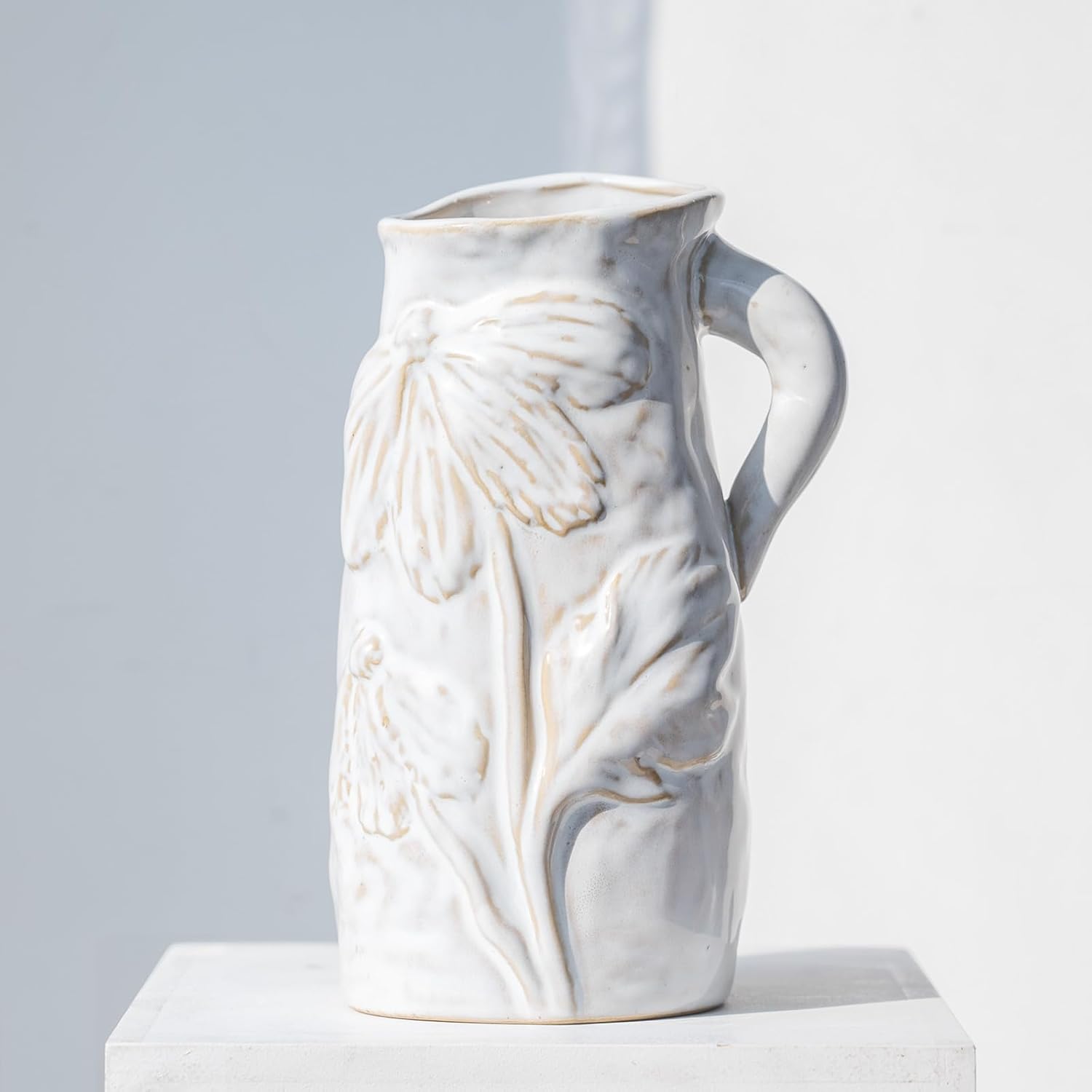 Cute Boho Beige White Vase Ceramic Bouquet Bud Flower Vase