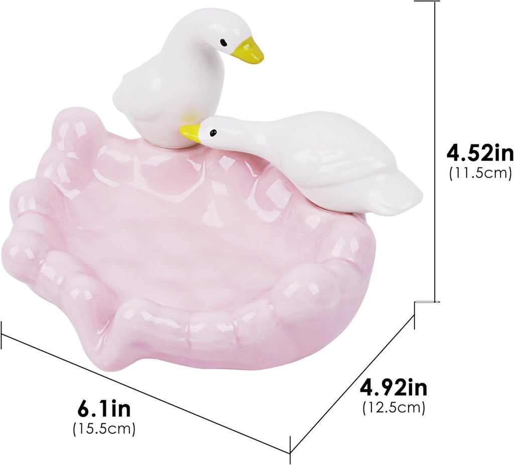 Duck Ceramic Soap Dishes, Cute Duck Soap Dish Self, Draining Soap Dish Soap for Bathroom