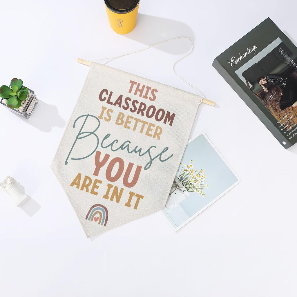 Preppy Positive Affirmations Wall Hanging Pennant Flag â€?Aesthetic Decor for Classroom, Bedroom, or Home