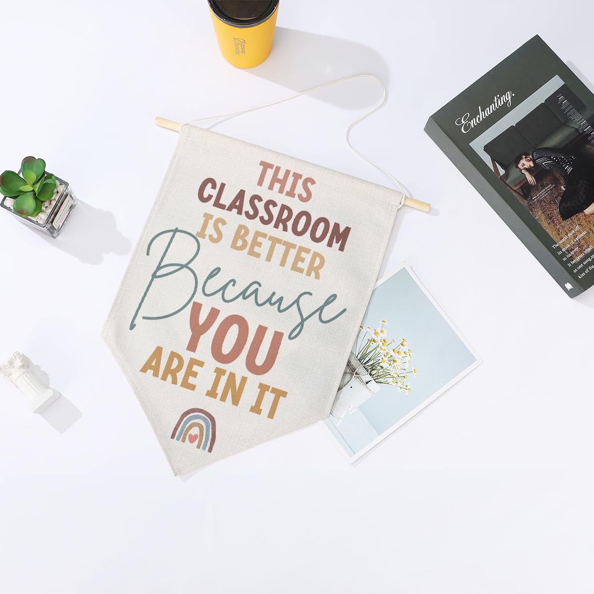 Preppy Positive Affirmations Wall Hanging Pennant Flag â€?Aesthetic Decor for Classroom, Bedroom, or Home