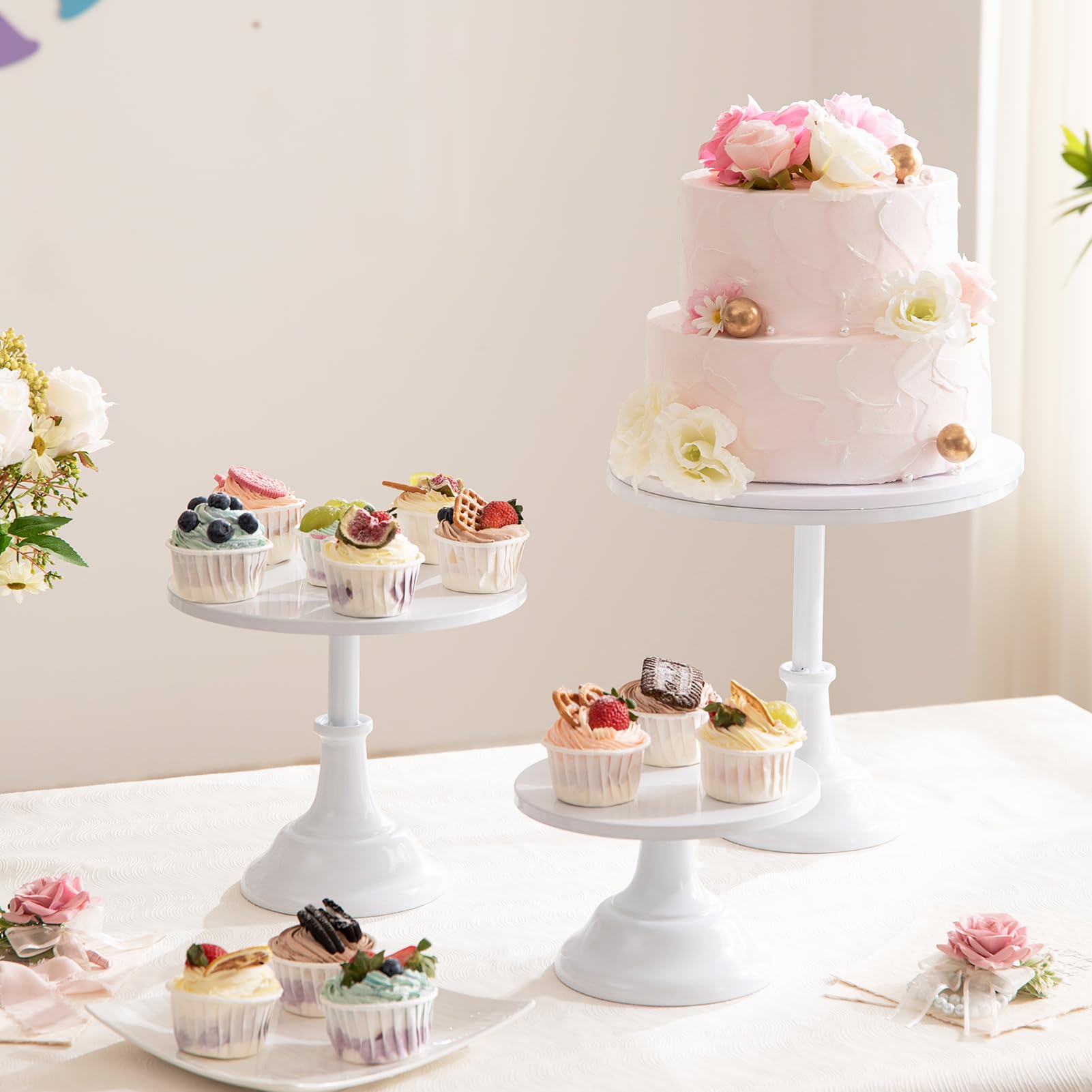 Cake Stand, Cake Stand Set Disc Diameter 8" 10" 12", Perfect Dessert Table Display Set, 3 Pcs