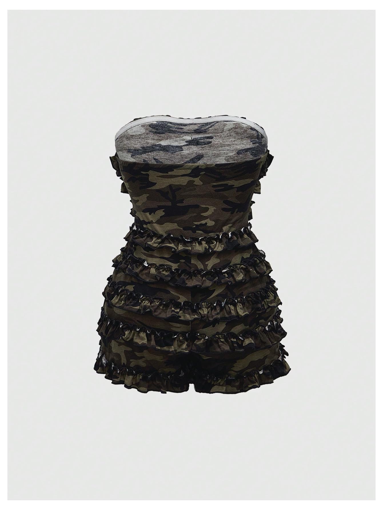 Women's Strapless Tube Jumpsuit with Ruffles, Punk, Gothic Style