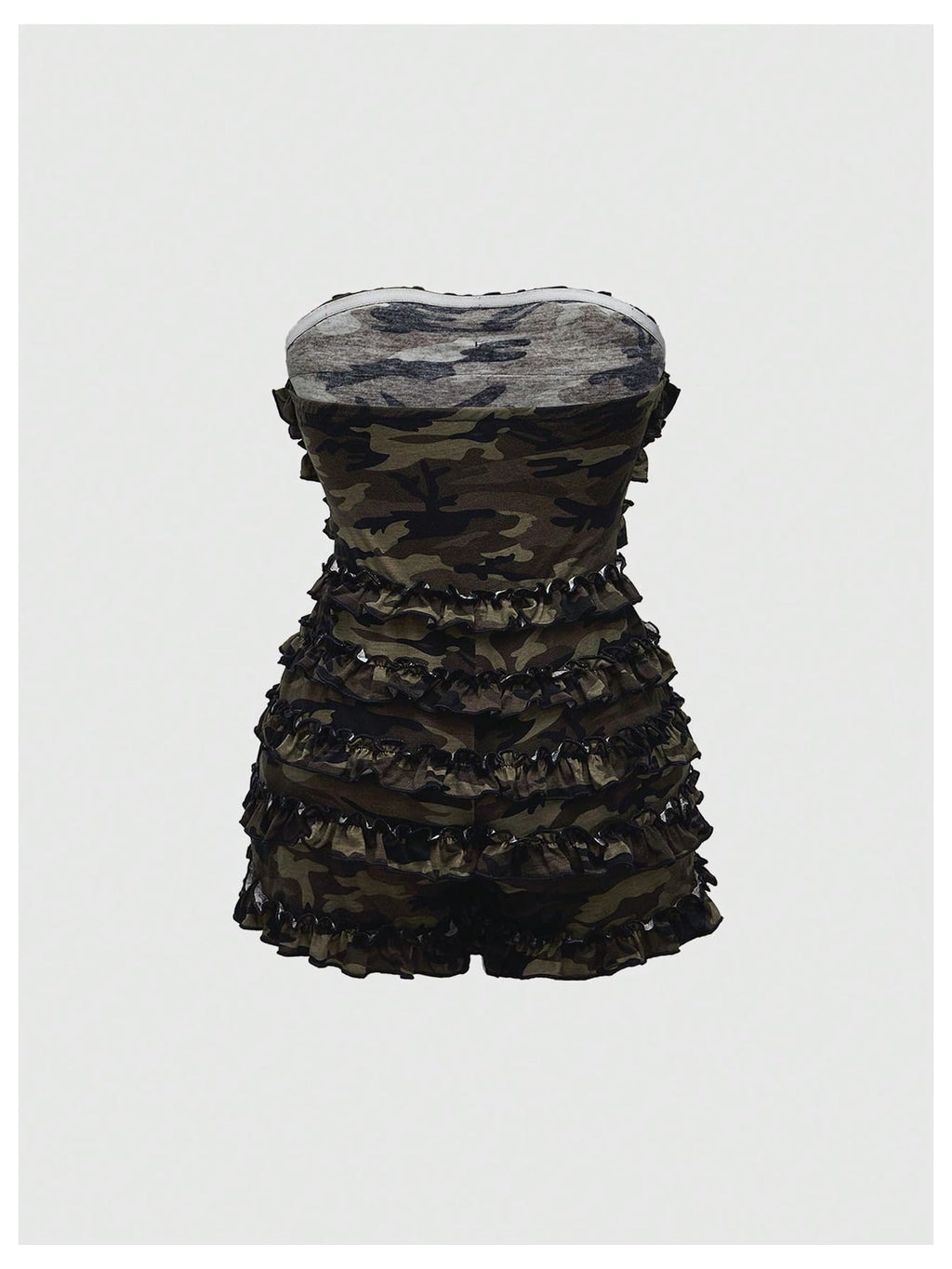 Women's Strapless Tube Jumpsuit with Ruffles, Punk, Gothic Style