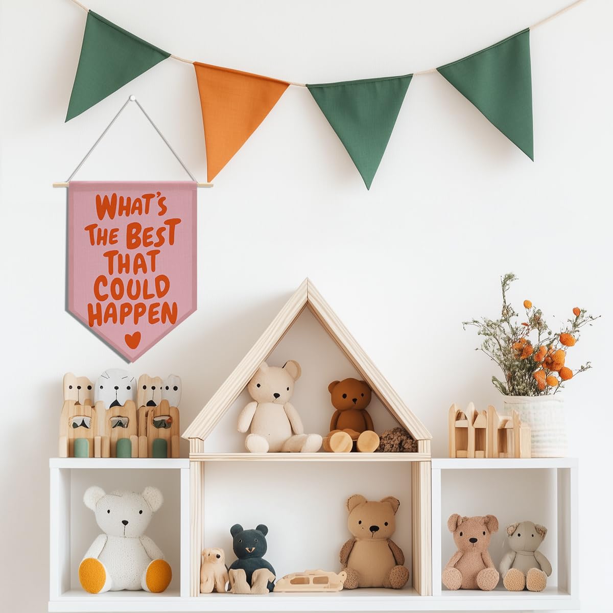 Preppy Positive Affirmations Wall Hanging Pennant Flag â€?Aesthetic Decor for Classroom, Bedroom, or Home