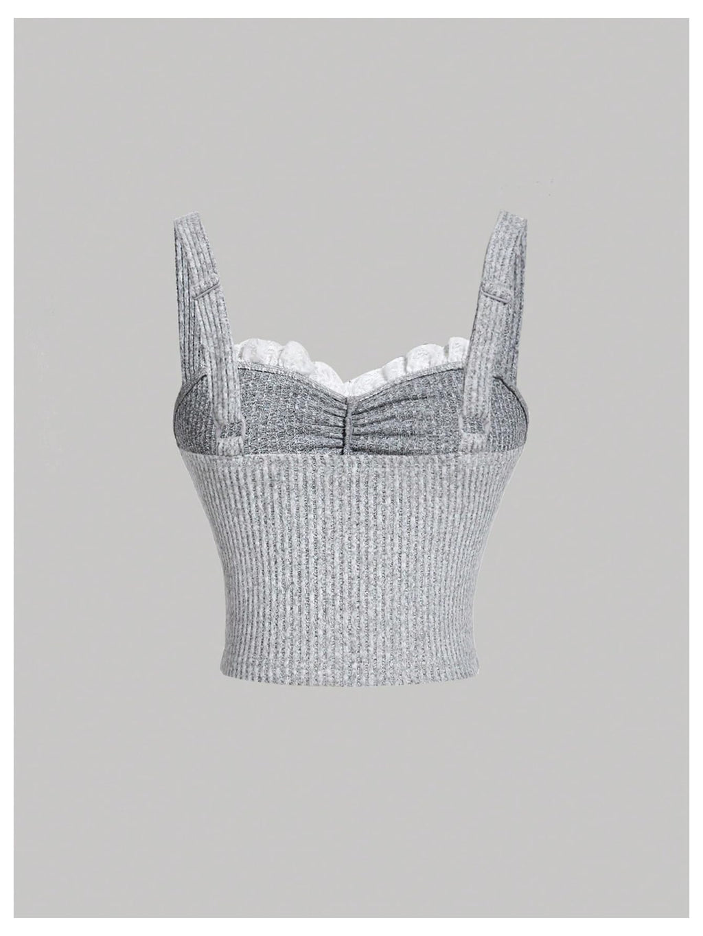 Women's Frill Trim Bow Front Camisole Tank Tops Rib Knit Sleeveless Top