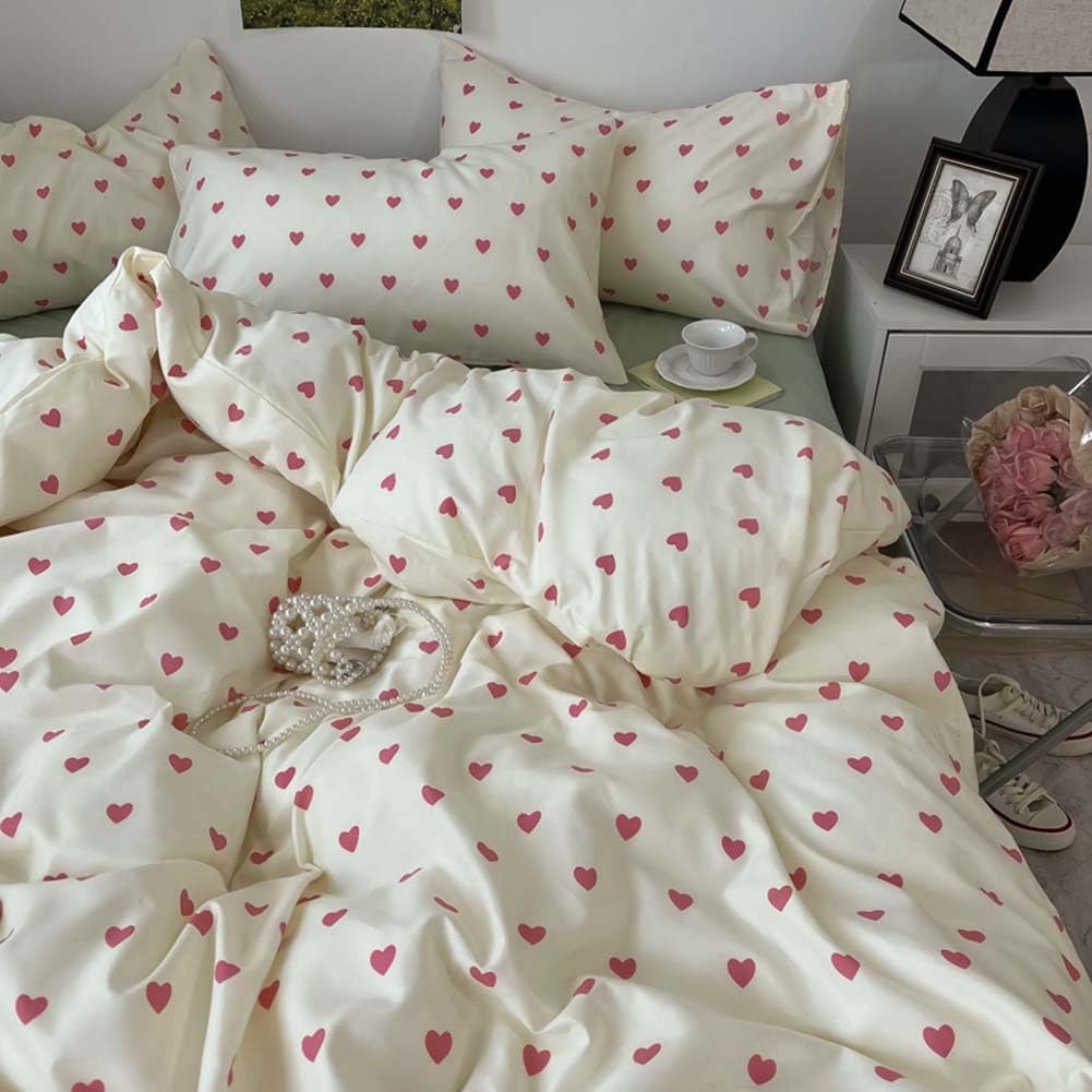Duvet Cover Printed Bedding Set 3Pcs Girls Kawaii Pattern Comforter Cover with Zipper Closure Soft Breathable Microfiber