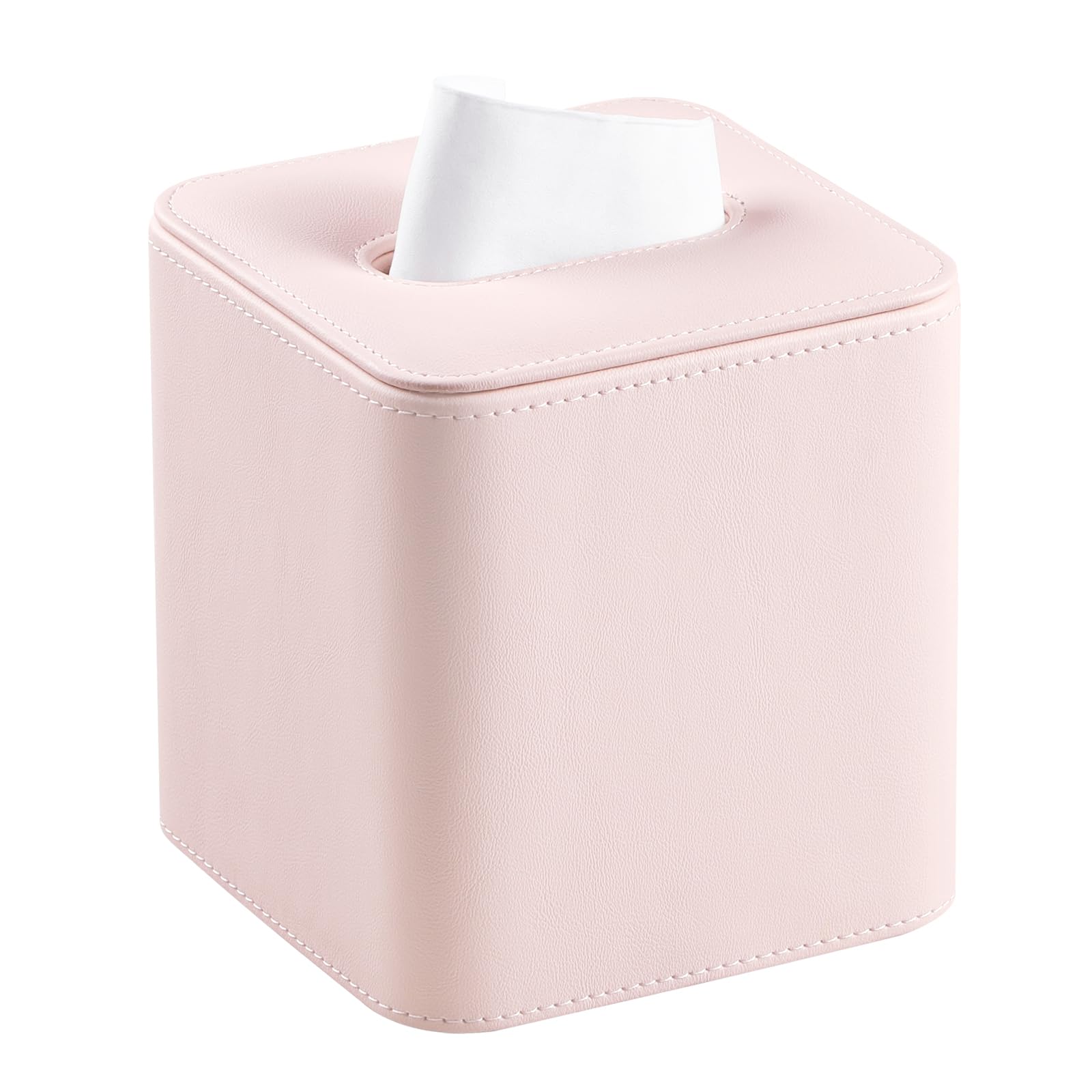 Square Tissue Box Cover with Magnetic Closure - PU Leather