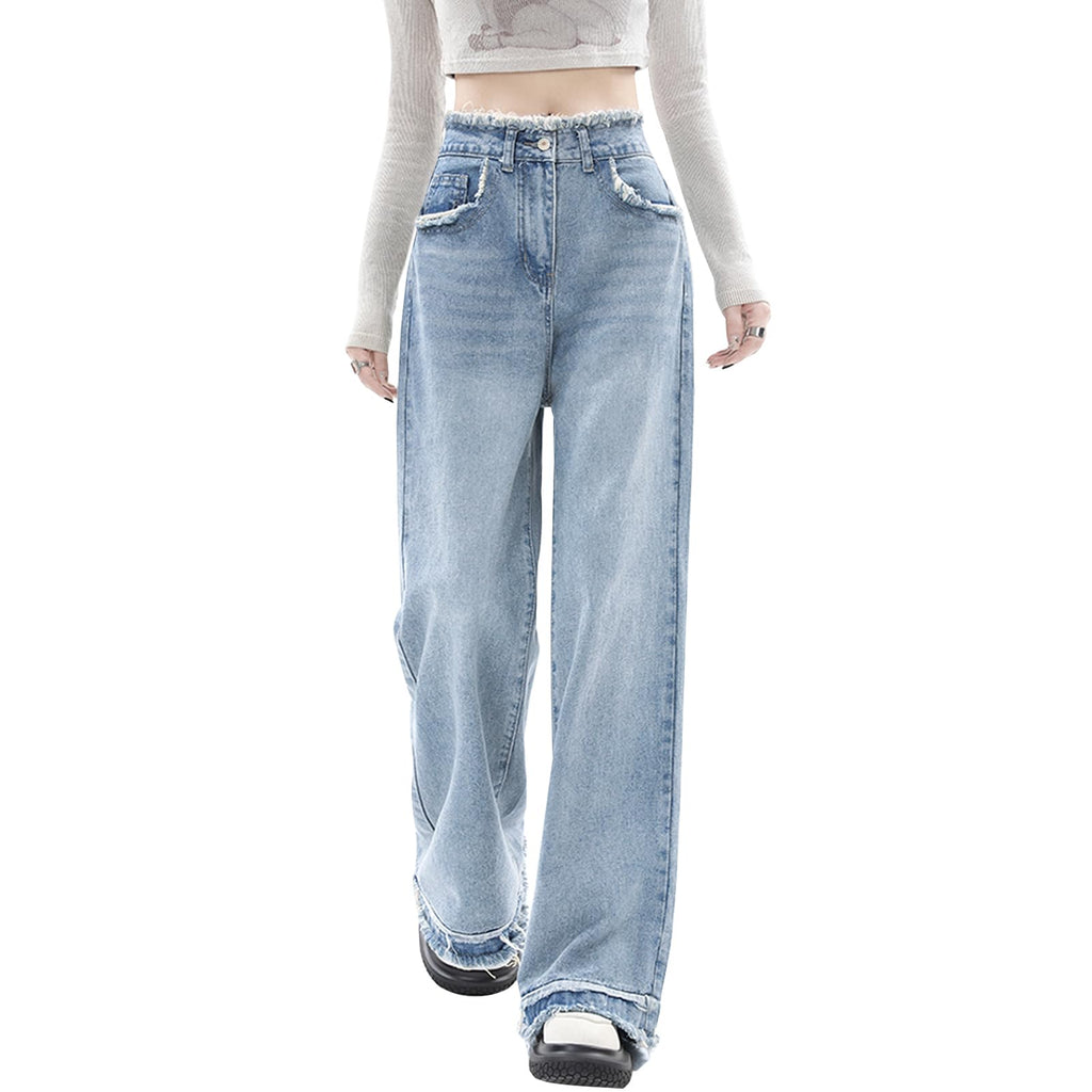 Y2K High-Waisted Baggy Jeans â€?Stretch Wide-Leg Denim