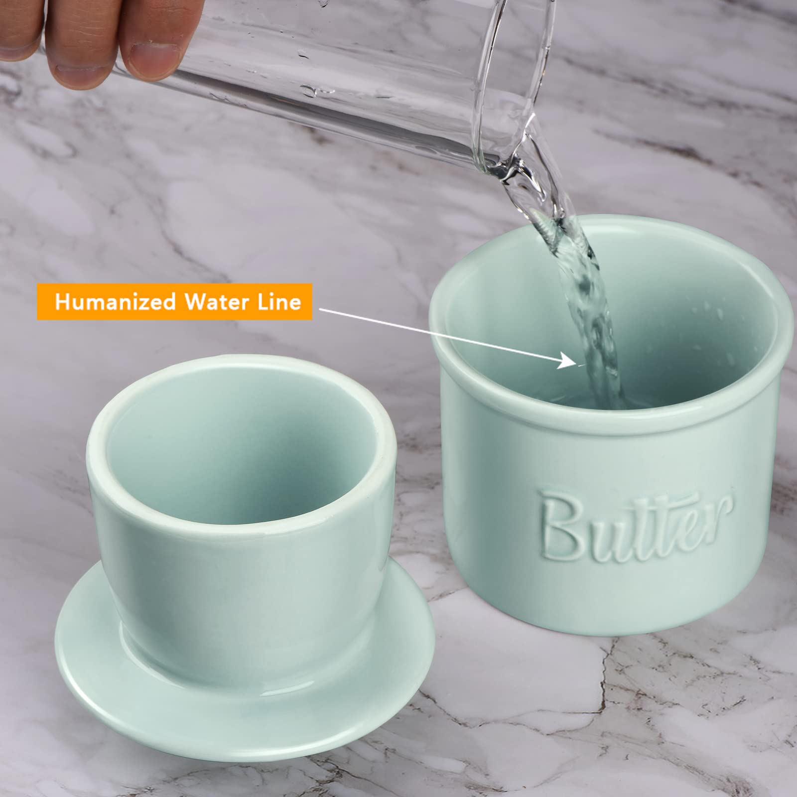 Porcelain French Butter Keeper with Spreader â€?Countertop Crock with Water Line