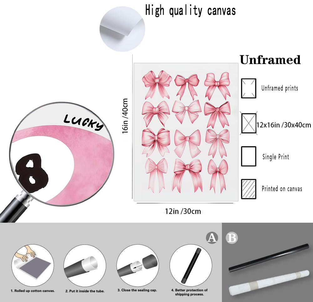 Trendy Blue Wall Art Set of 3, Preppy Navy Blue Wall Decor, Coquette Disco Lucky Me 8 Ball Poster Canvas Prints Aesthetic Pictures Room Dorm