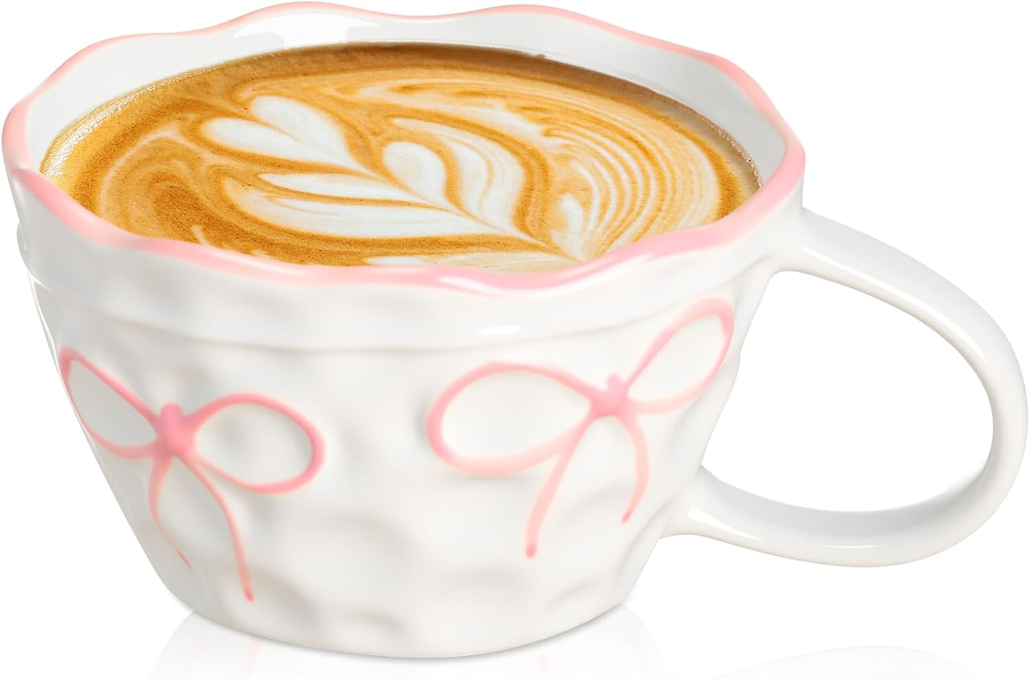 Pink Bow Mug 13. 5 Oz/ 400 ml Pink Coquette Bow Coffee Mug Preppy Aesthetic Ceramic Cup with Handle