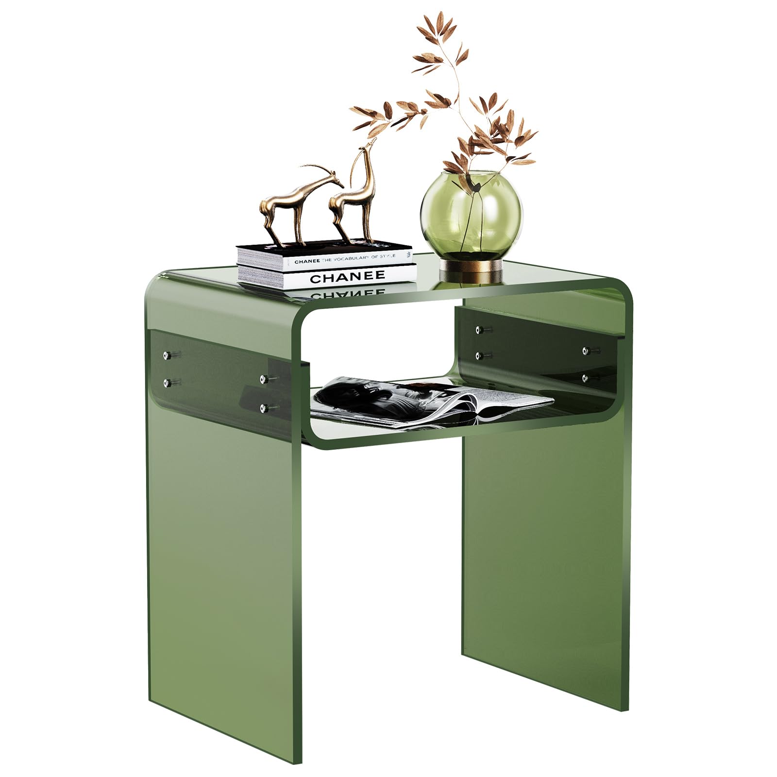 Clear Acrylic End Table 2-Tier Bedside nightstand