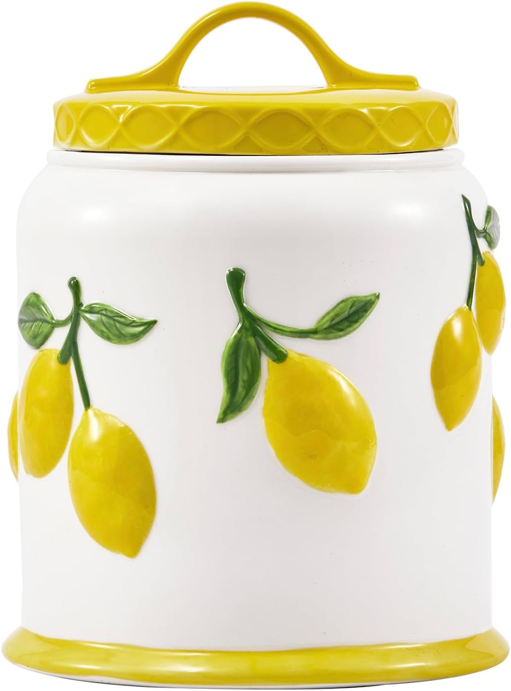 Lemon Handpainted 9 inch Stoneware Cookie Jar, Air Tight Seal