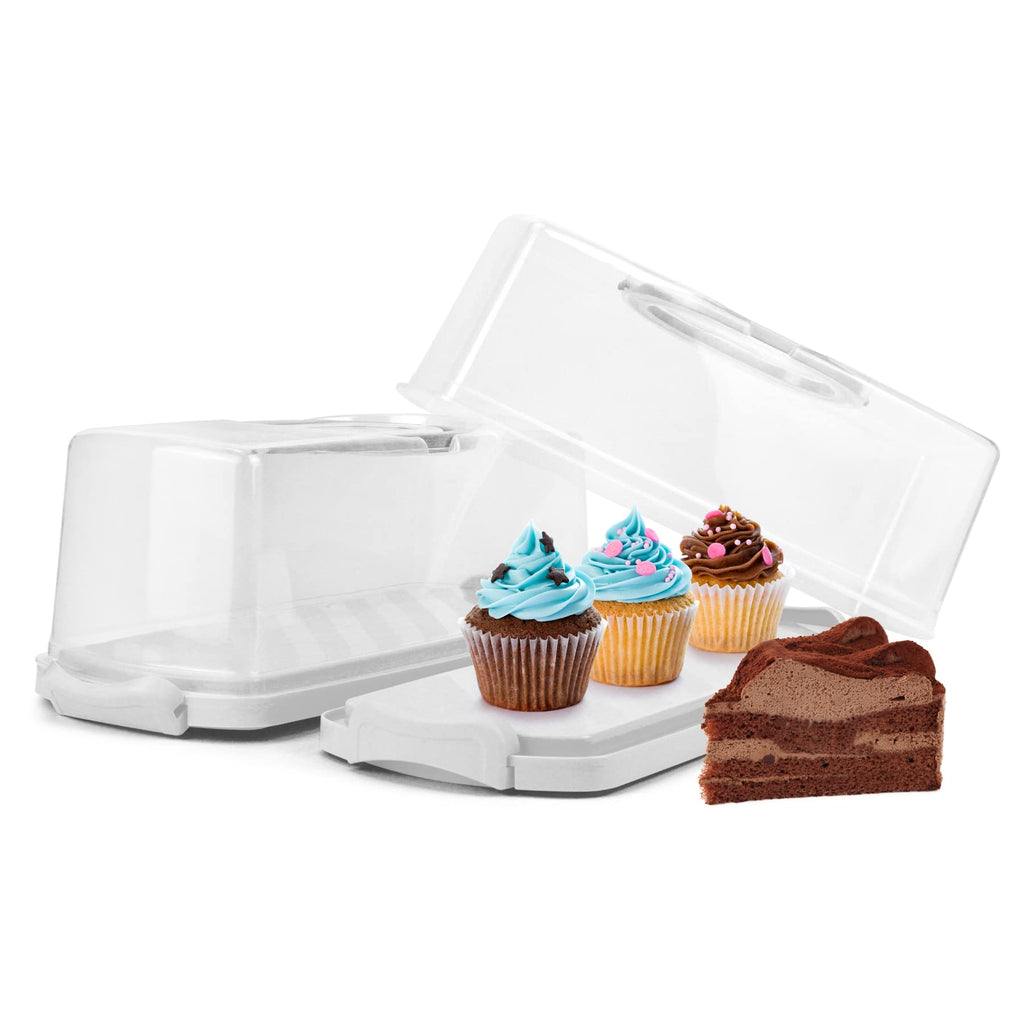 Plastic Rectangular Bread Box with Clear Lid, Loaf Cake Keeper, Portable Bread Keeper Storage Container with Handle