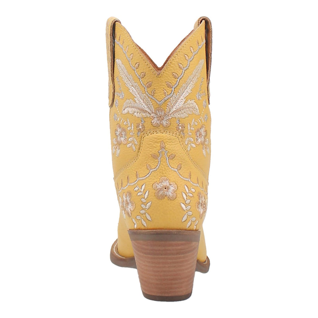 Womens Primrose Metallic Embroidered Floral Snip Toe Casual Boots Ankle Mid Heel 2-3"