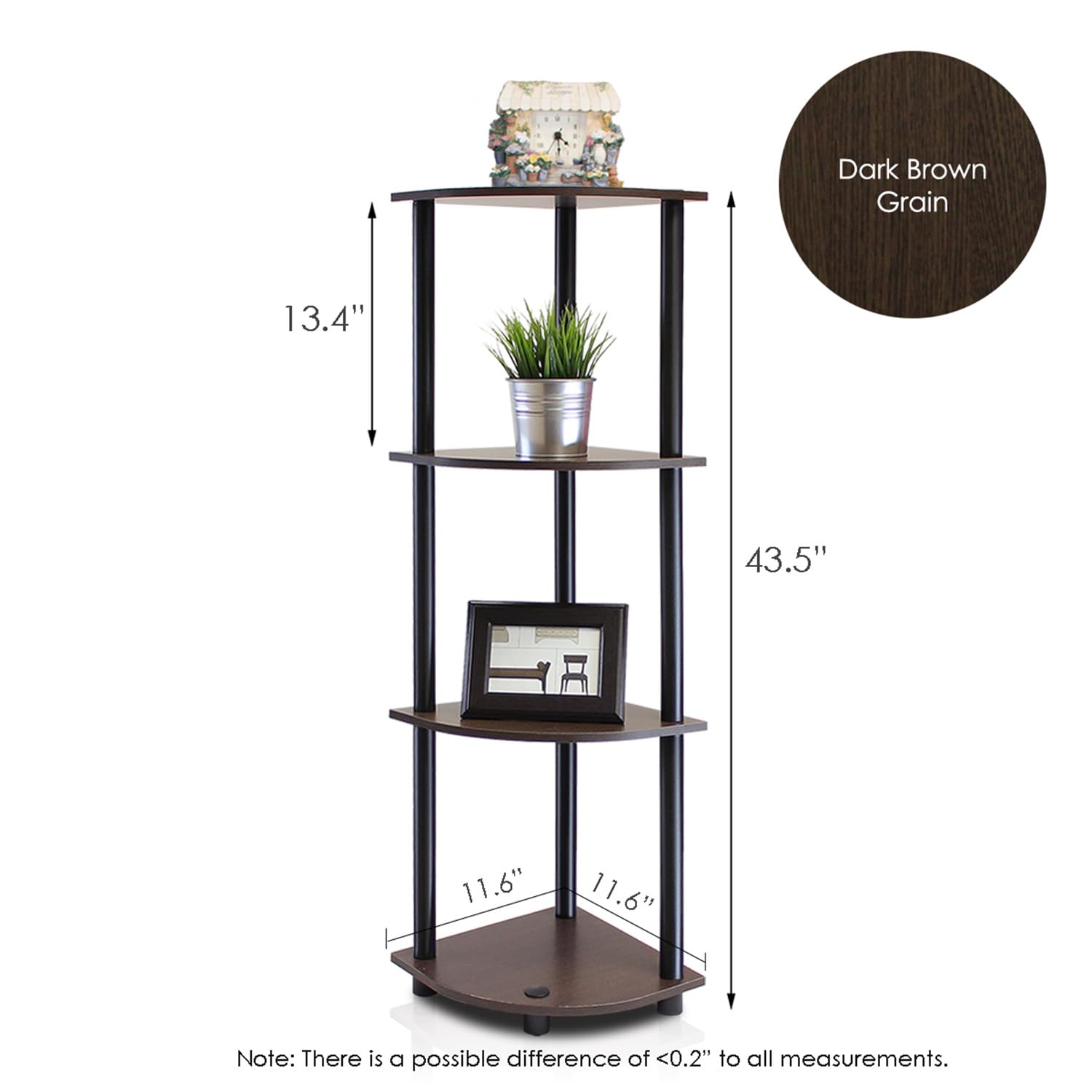 Three-Tier Round Tube Reversible Corner Display Rack Multipurpose Shelving Unit