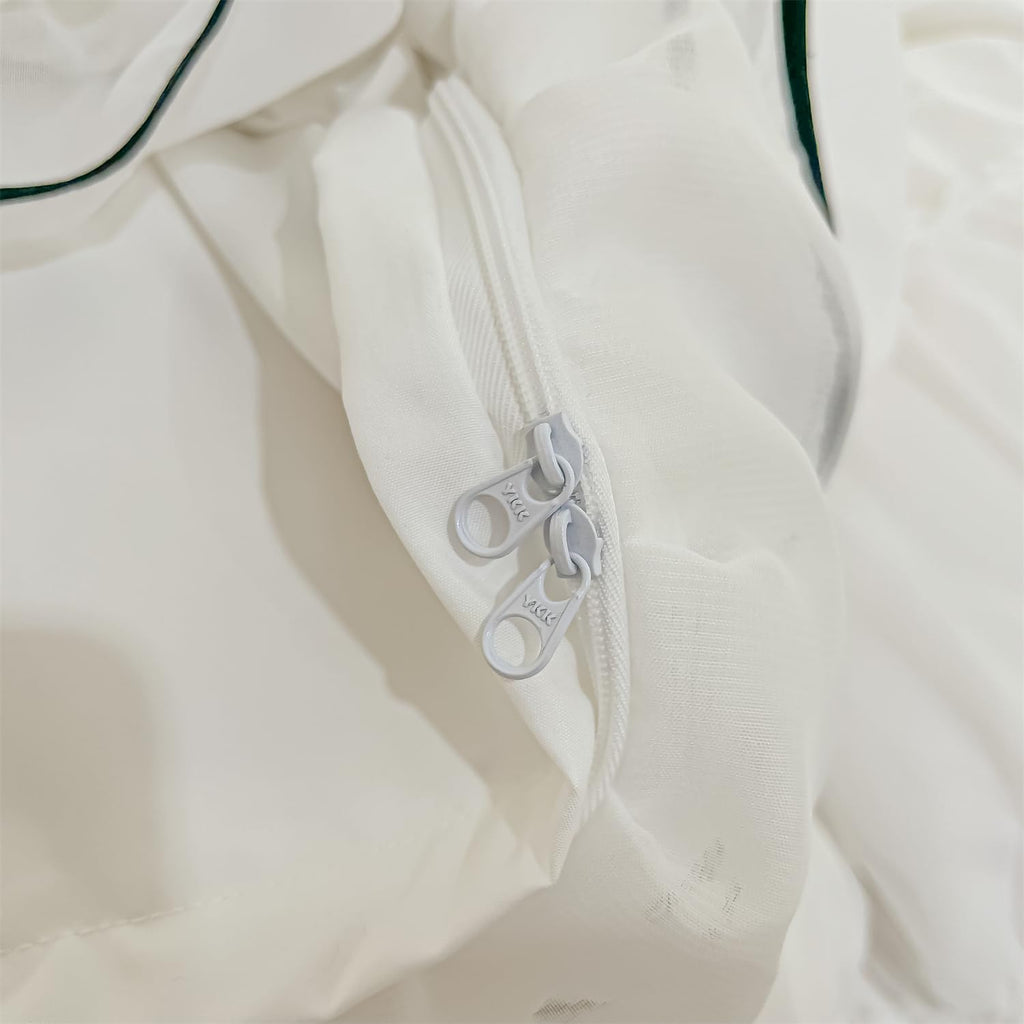 Duvet Cover Ruffle Beddding Set with Bowtie - 3 Pieces Comforter Cover Set with Zipper Closure & Pillowcase - Comforter Not Included