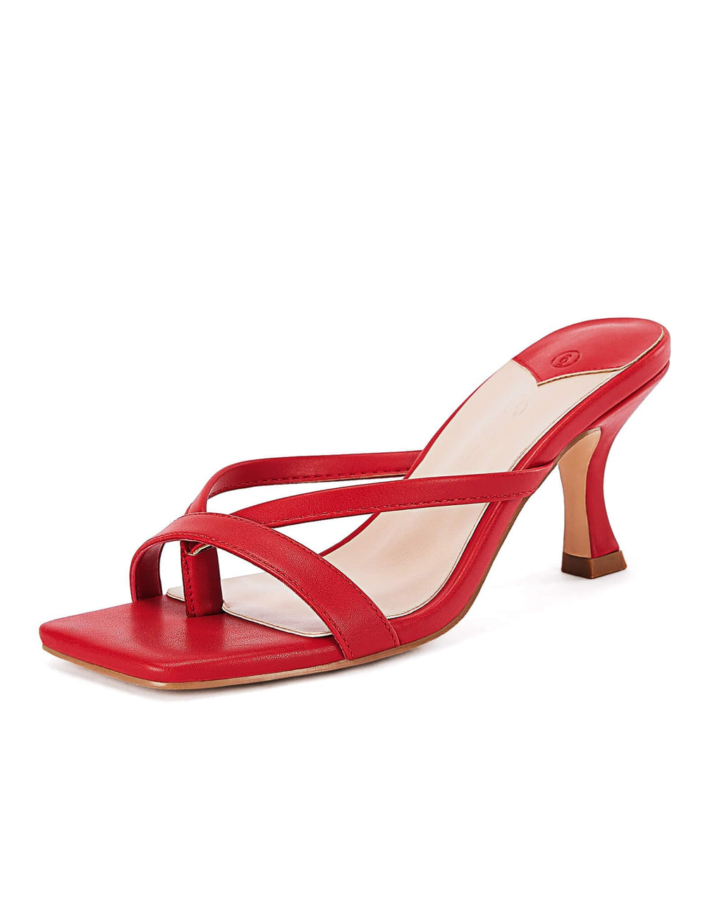 Womens Square Open Toe Heels Sandals Slides Thong Stiletto Backless Slip on Slippers Shoes