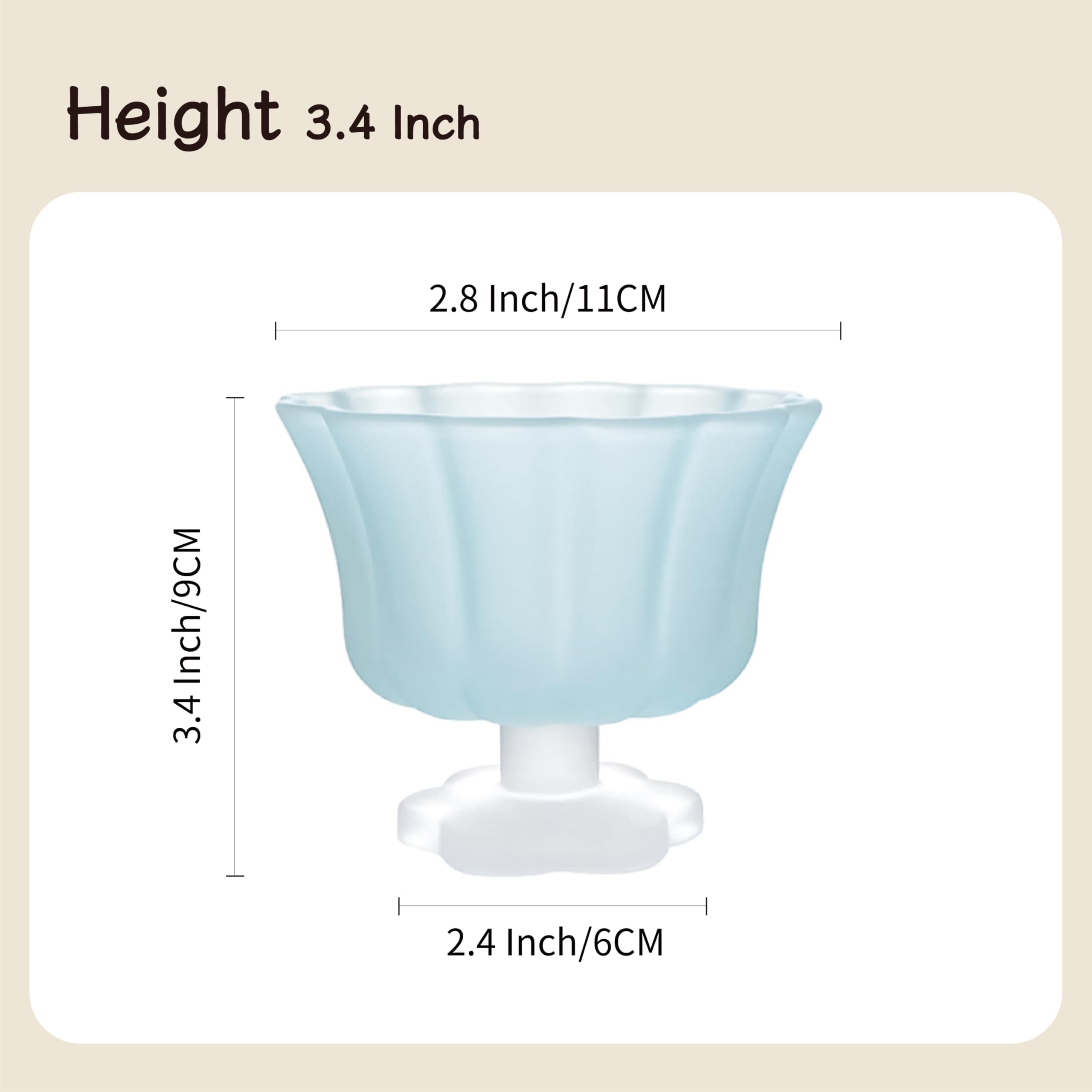 Matte Gradient Finish Glass Dessert Bowl with Heavy Base, 240ml (8.1oz)