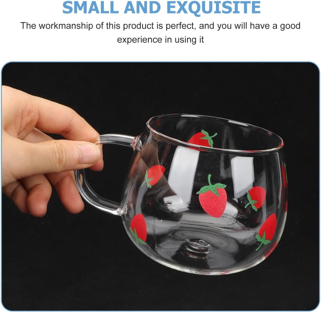 Cute 2pcs 400ML Heat-Resistant Glass Strawberry Cups