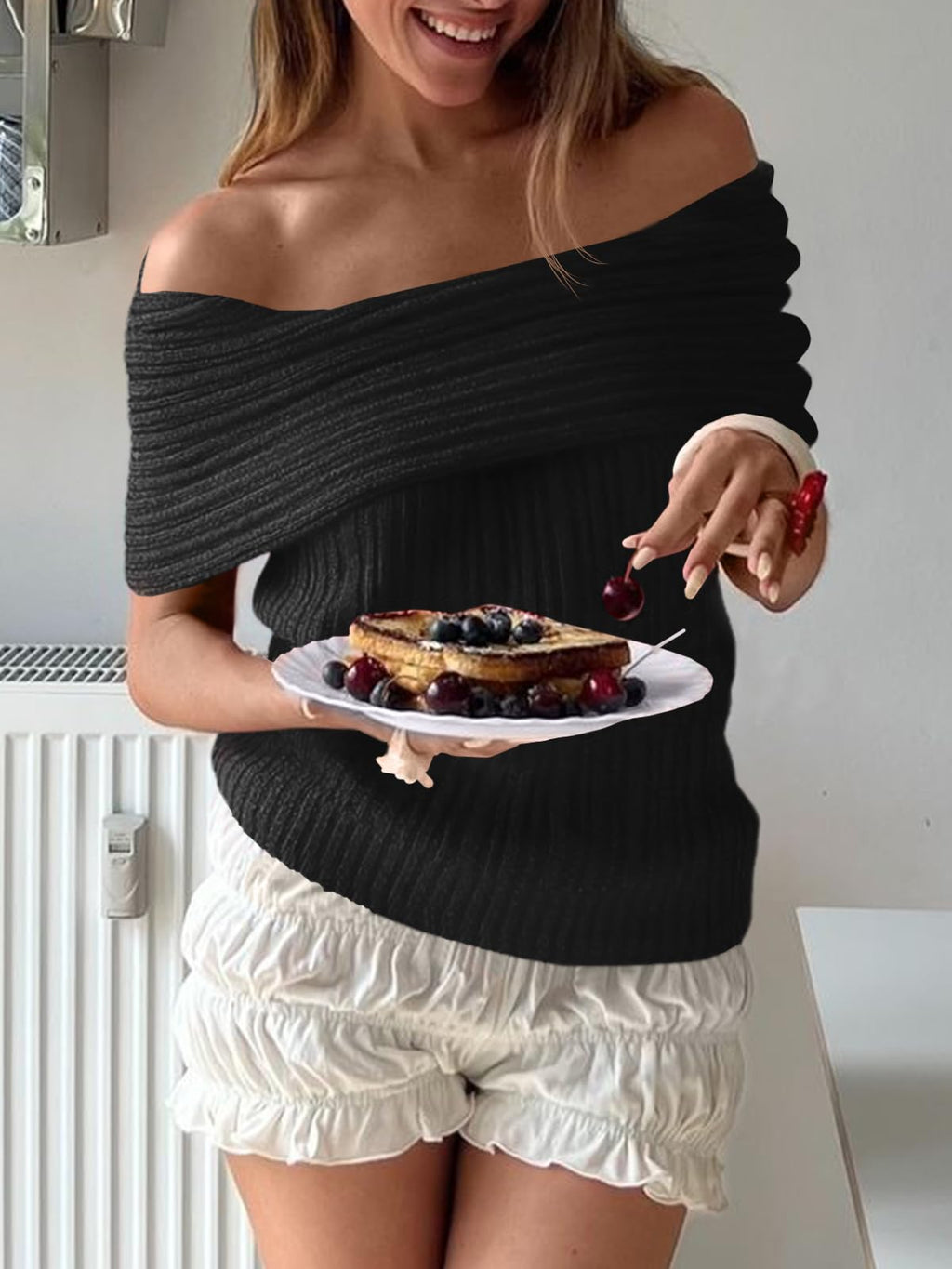 Womens Off The Shoulder Sweater Tops Summer Sleeveless Strapless Ribbed Sexy Pullover Shirts