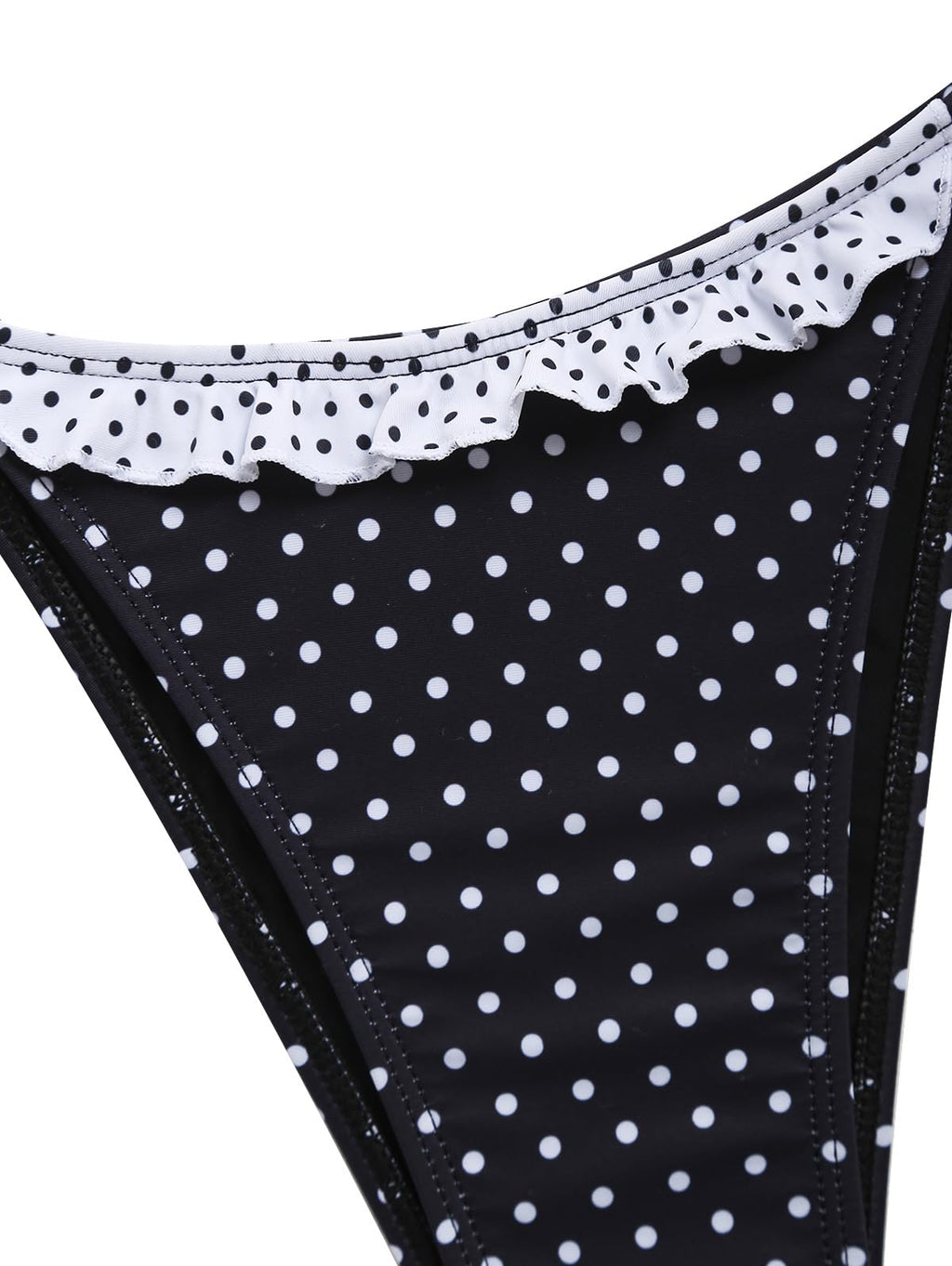 Women's Triangle Bikini Lace Frilled Ruffles Gingham Print Tie Side Spaghetti Strap 2 Pieces Bikini Swimsuit