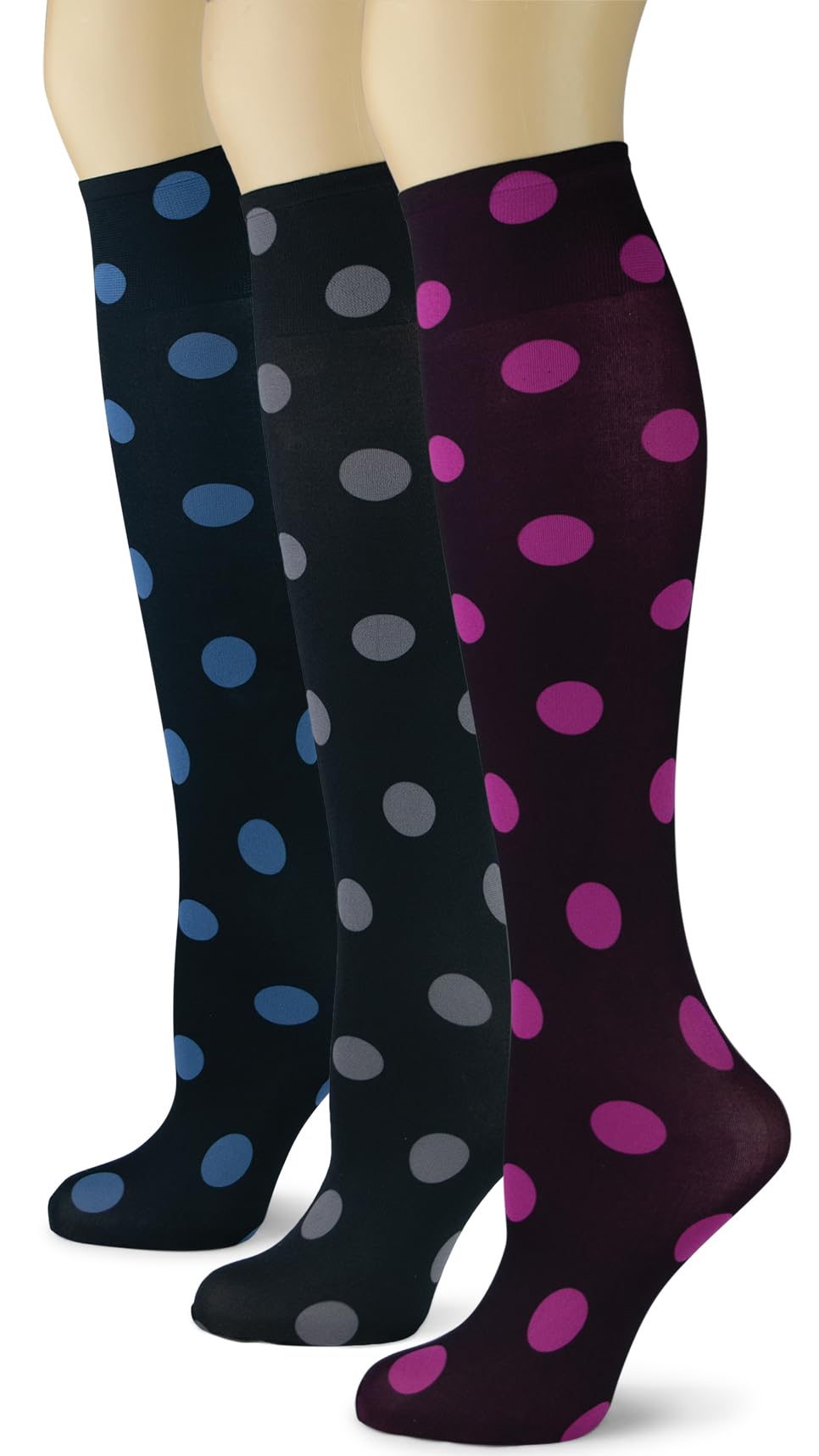 Women's 3 Pairs Knee High Trouser Socks, Classy and Colorful Printed Patterns, Silky Smooth Material
