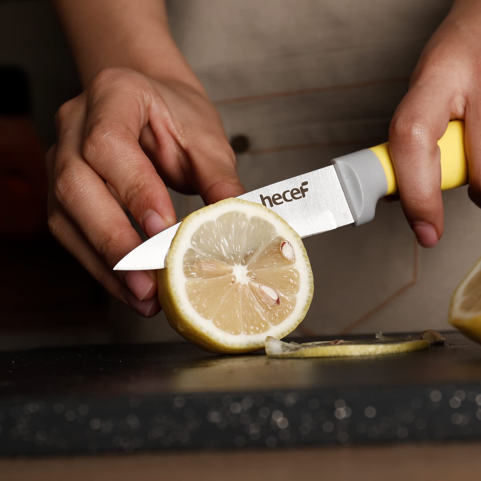 Kitchen Knife Block Set, 14 Pieces Knife Set with Wooden Block & Sharpener Steel & All-purpose Scissors, High Carbon Stainless Steel Cutlery Set