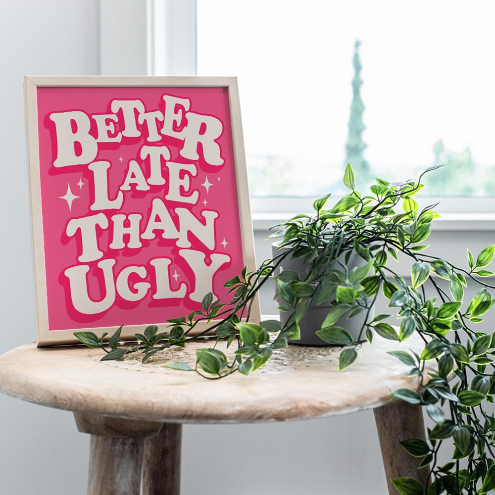 Women's Pink Bathroom Decor â€?Humorous Wall Art, Retro Bath Prints, and Modern Restroom Signs