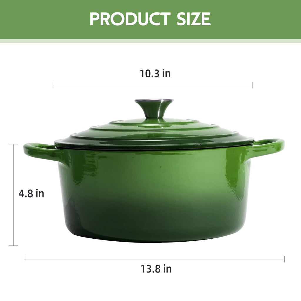 Enameled Cast Iron Dutch Oven with Lid - Big Dual Handles - Round Pot for Versatile Cooking 6 Quart