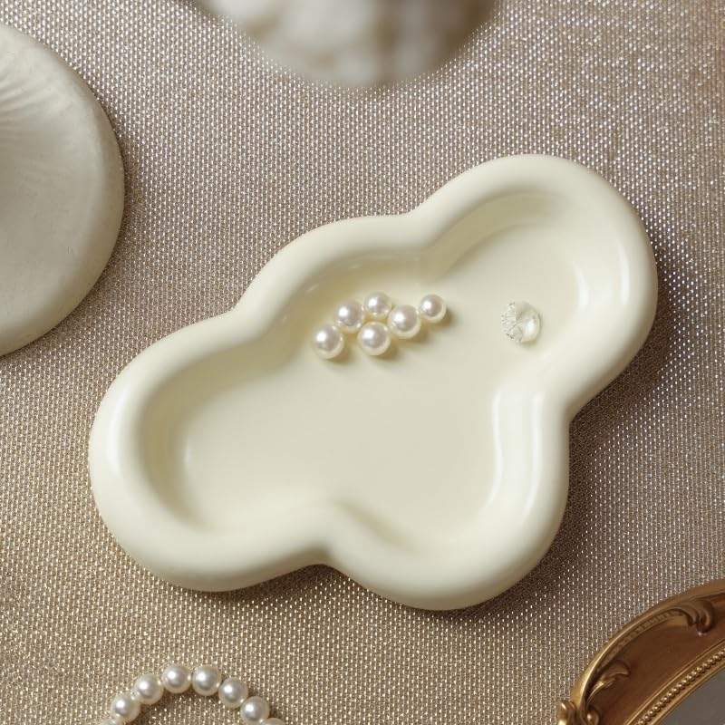 Cloud Trinket Dish, Chubby Jewelry Tray, Ceramic Jewelry Ring Trinket Dish for Rings Earrings Necklace Organizer