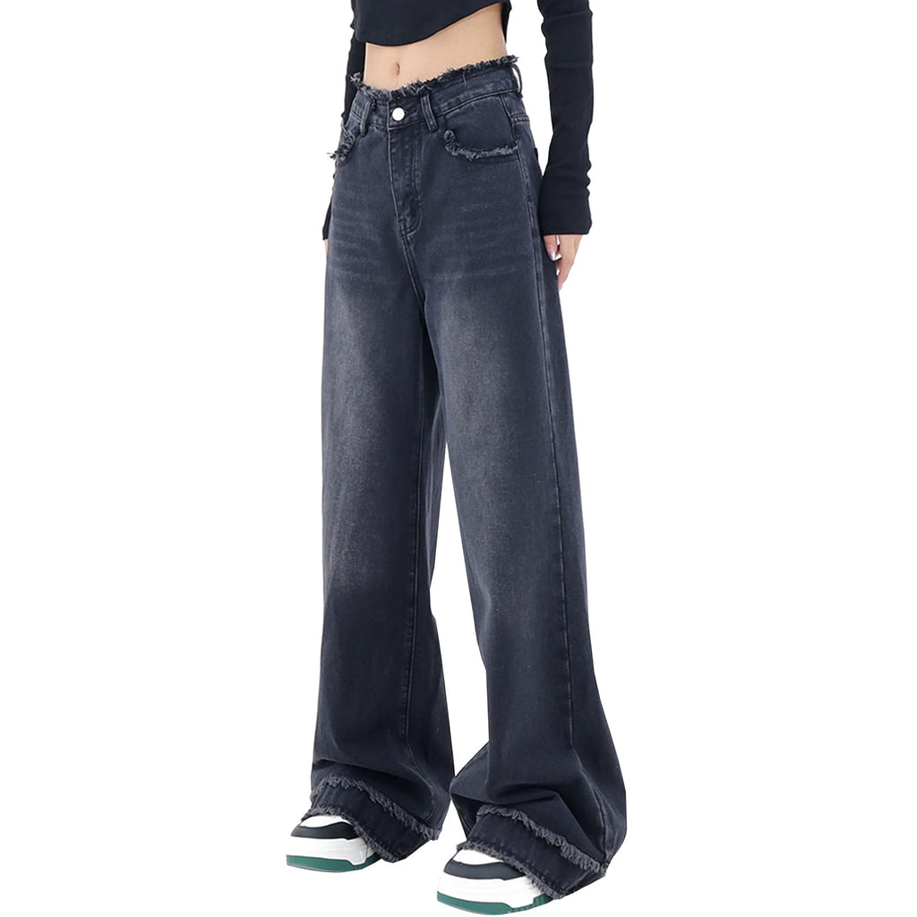Y2K High-Waisted Baggy Jeans â€?Stretch Wide-Leg Denim