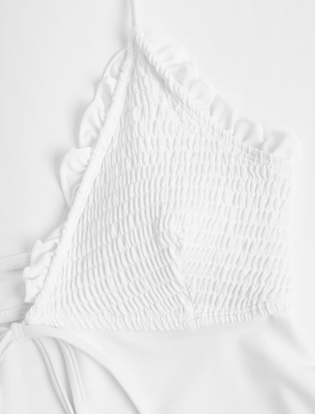 Tankini Swimsuits for Women Smocked Ruffles Tie Front Bowknot Textured High Cut Tanga Tankini Set