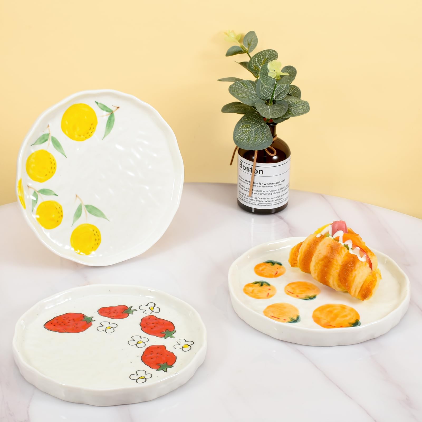 Ceramic Dinner Plate, Cute Creative Plates Design, Printed Dinnerware
