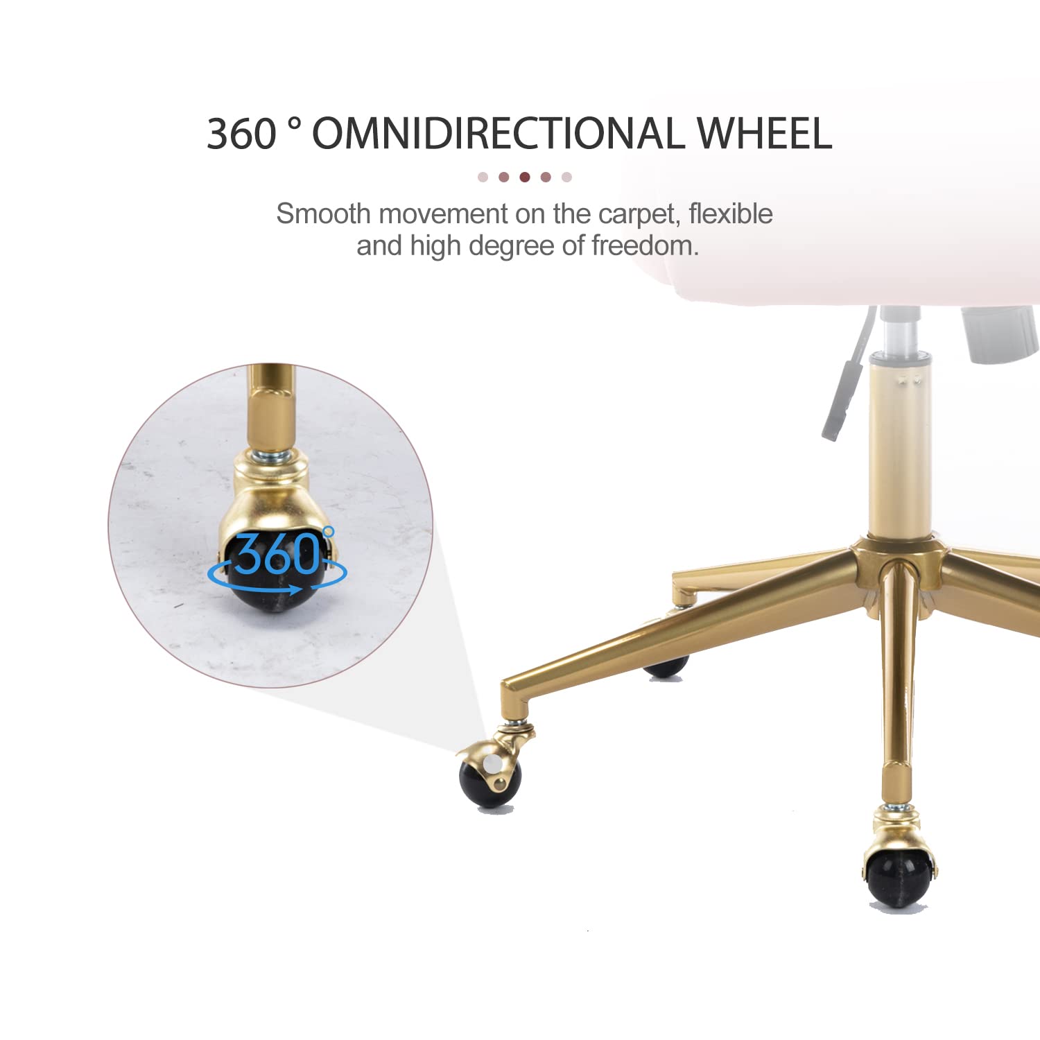 Vanity Velvet Chair, Upholstered Chairs with Adjustable Swivel Wheels