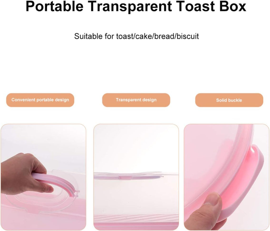 Pink Portable Transparent Cake Box with Handle Sealing Buckle Food Storage Case