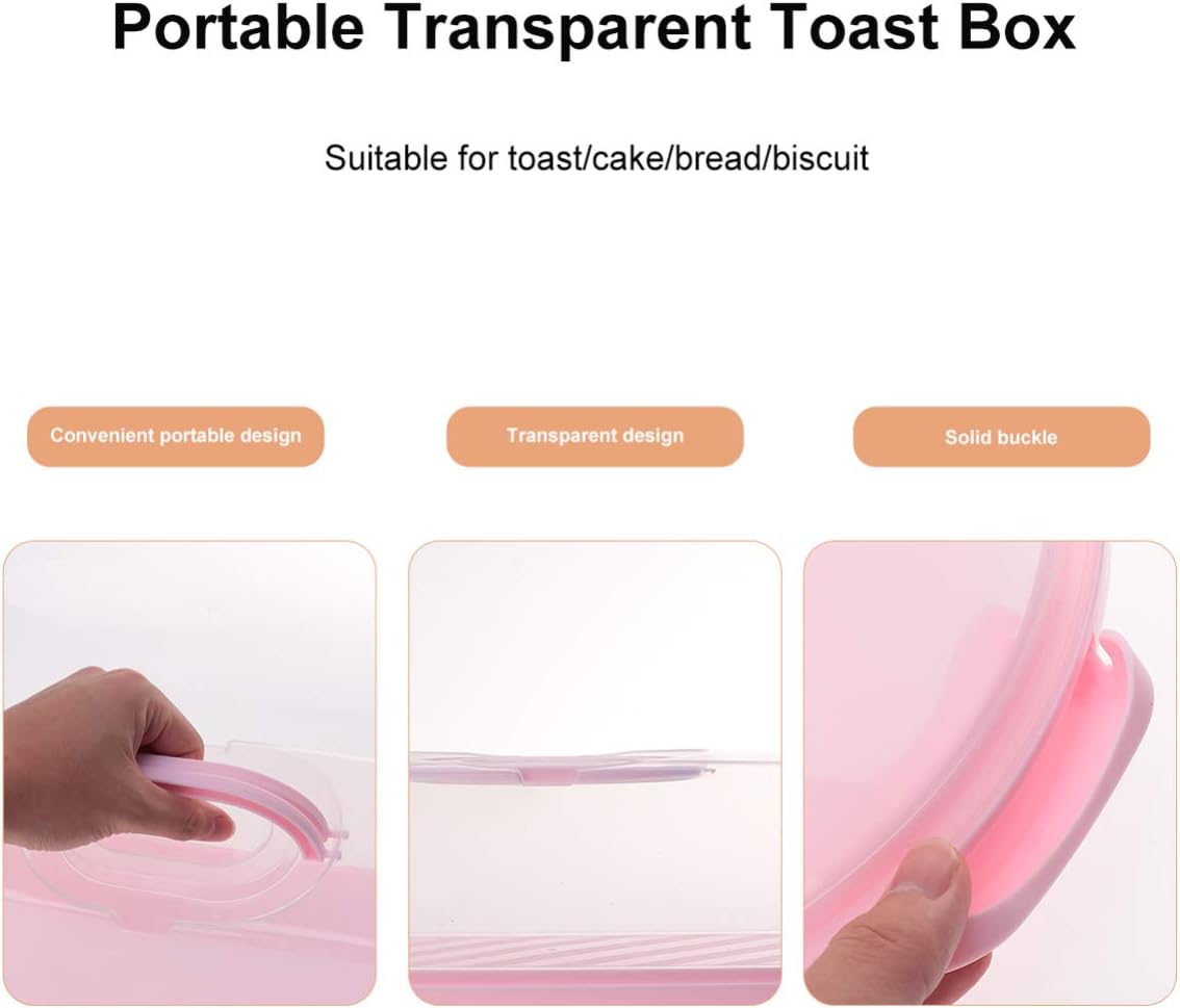 Pink Portable Transparent Cake Box with Handle Sealing Buckle Food Storage Case