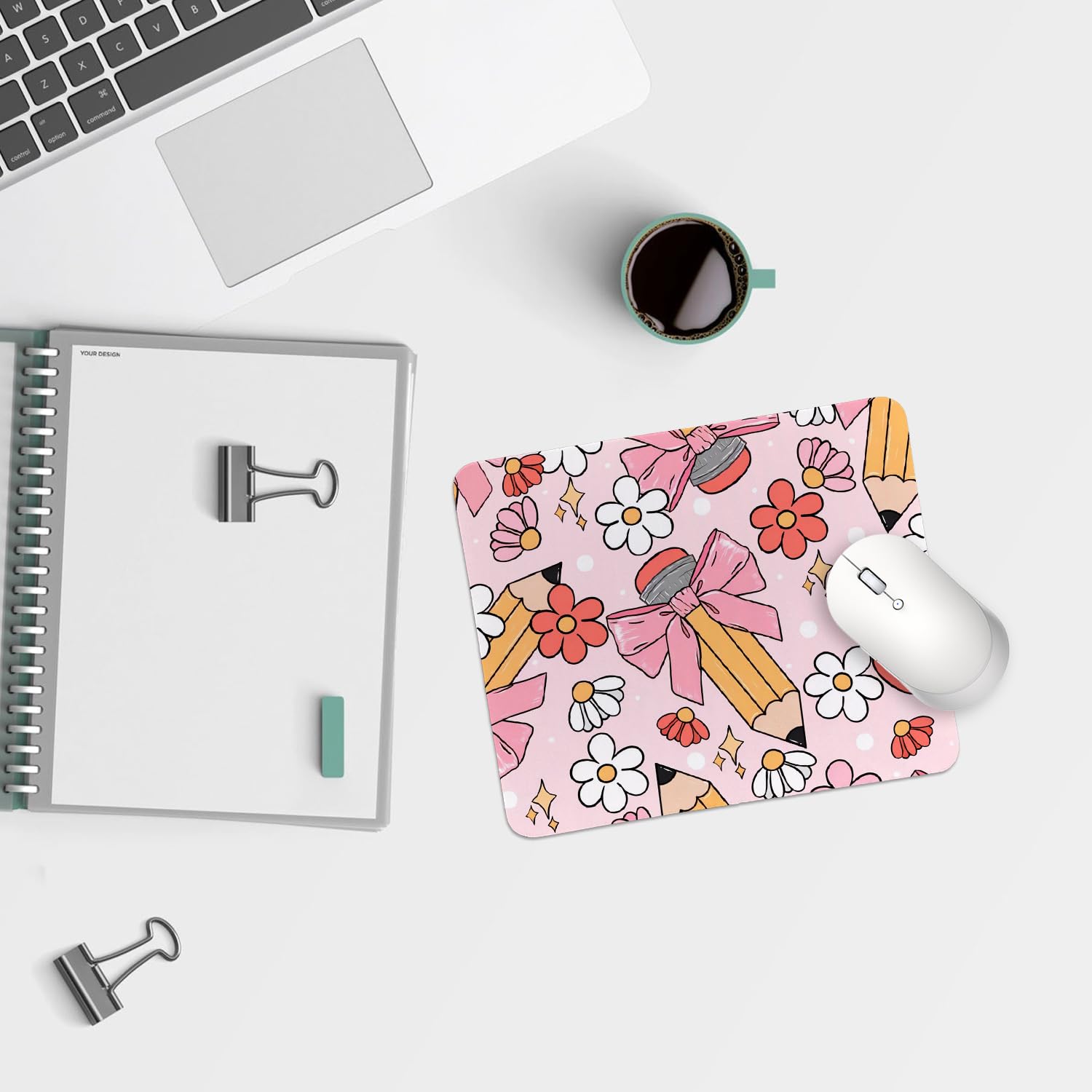 Coquette Bow Mouse Pad, Trendy Mouse Pad, Preppy Cute Mouse Pad for Desk Home Office & Gaming, 9.5x7.9 inches