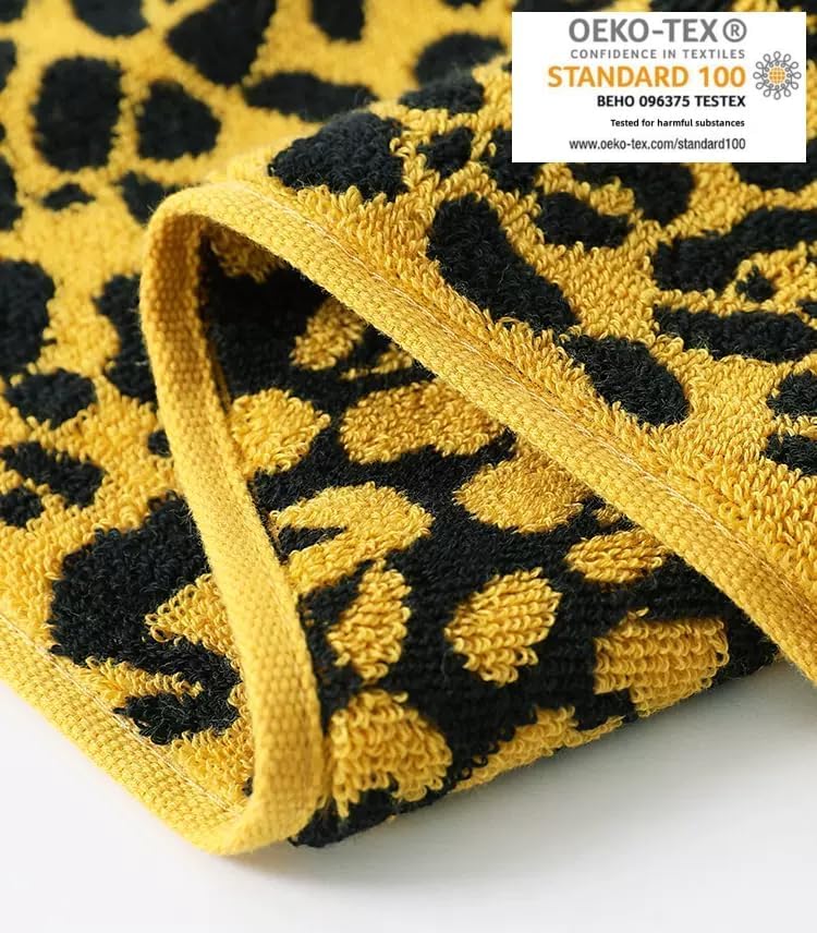 Premium 3 Piece Leopard Bath Towel Set / 1 Bath Towel 1 Hand Towel 1 Washcloth, Quick-Drying, 100% Cotton