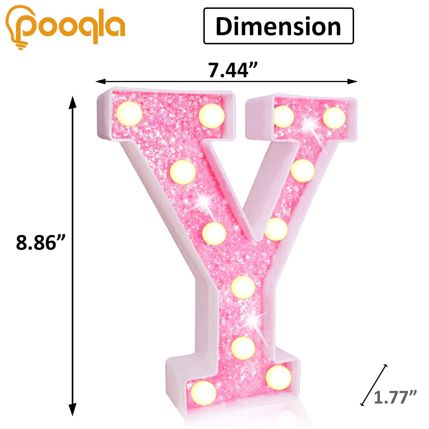 Pink LED Letters Glitter Alphabet LetterS & Numbers Sign Battery Powered