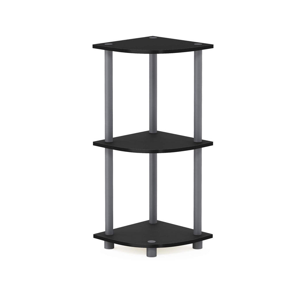 Three-Tier Round Tube Reversible Corner Display Rack Multipurpose Shelving Unit