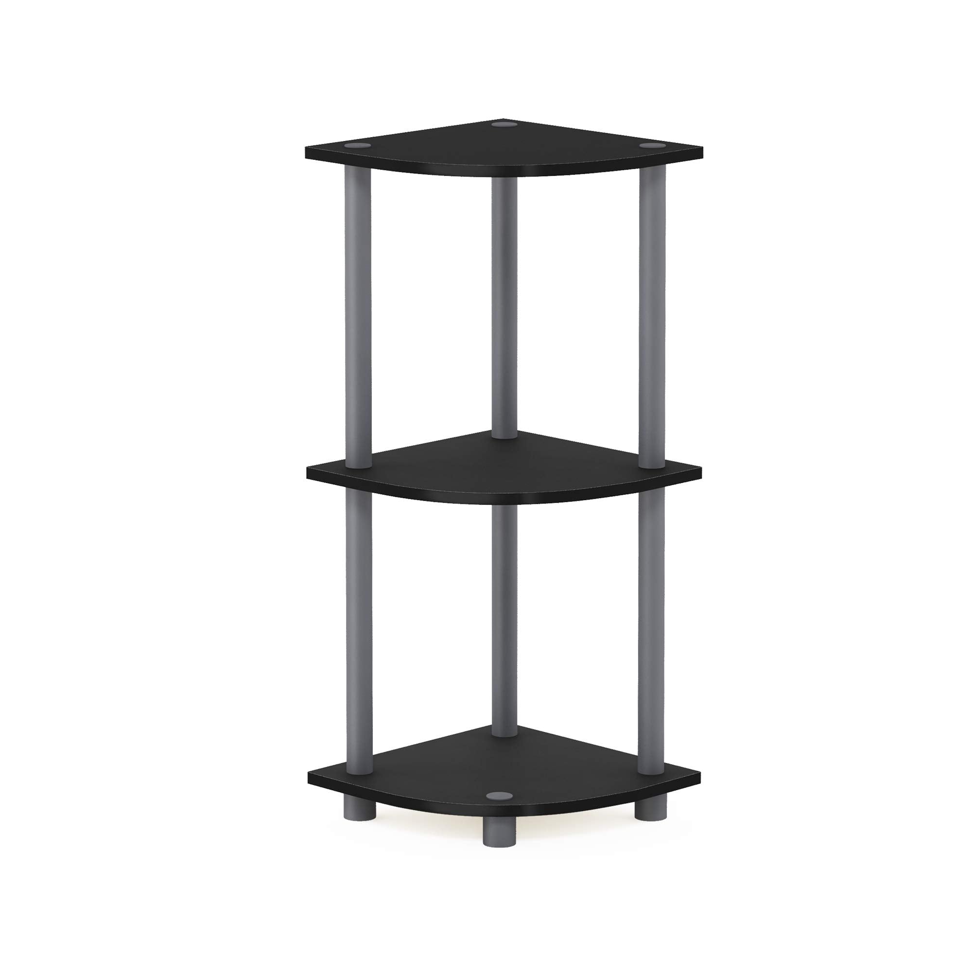 Three-Tier Round Tube Reversible Corner Display Rack Multipurpose Shelving Unit