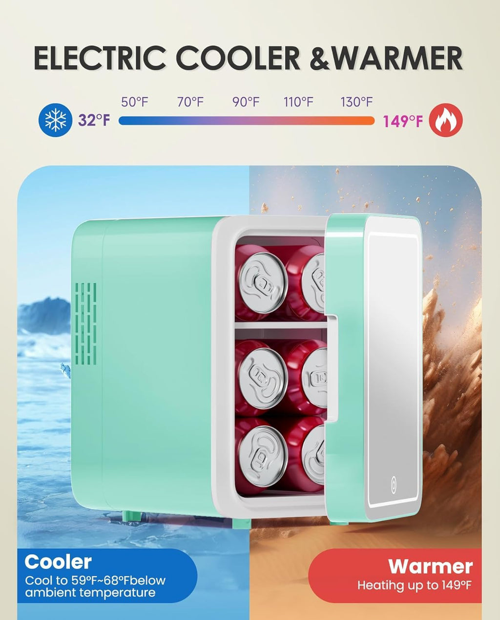 Skincare Fridge - Makeup Fridge for Refrigerating Skincare and Food, Mini Fridge Cooler and Warmer