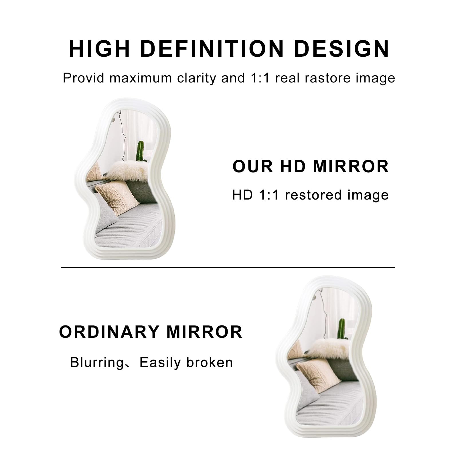 Wall-Mounted Asymmetrical Mirror - Creative Unique Decorative Mirrors