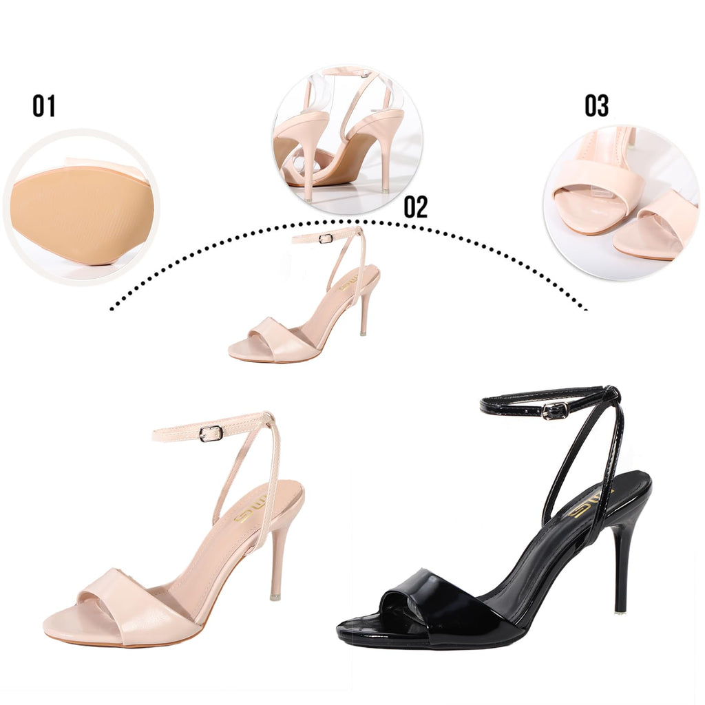 Women's Pointed Toe Elegant Stiletto Strappy Sandals with Ankle Strap Buckle Summer Open Toe Lace Up High Heeled